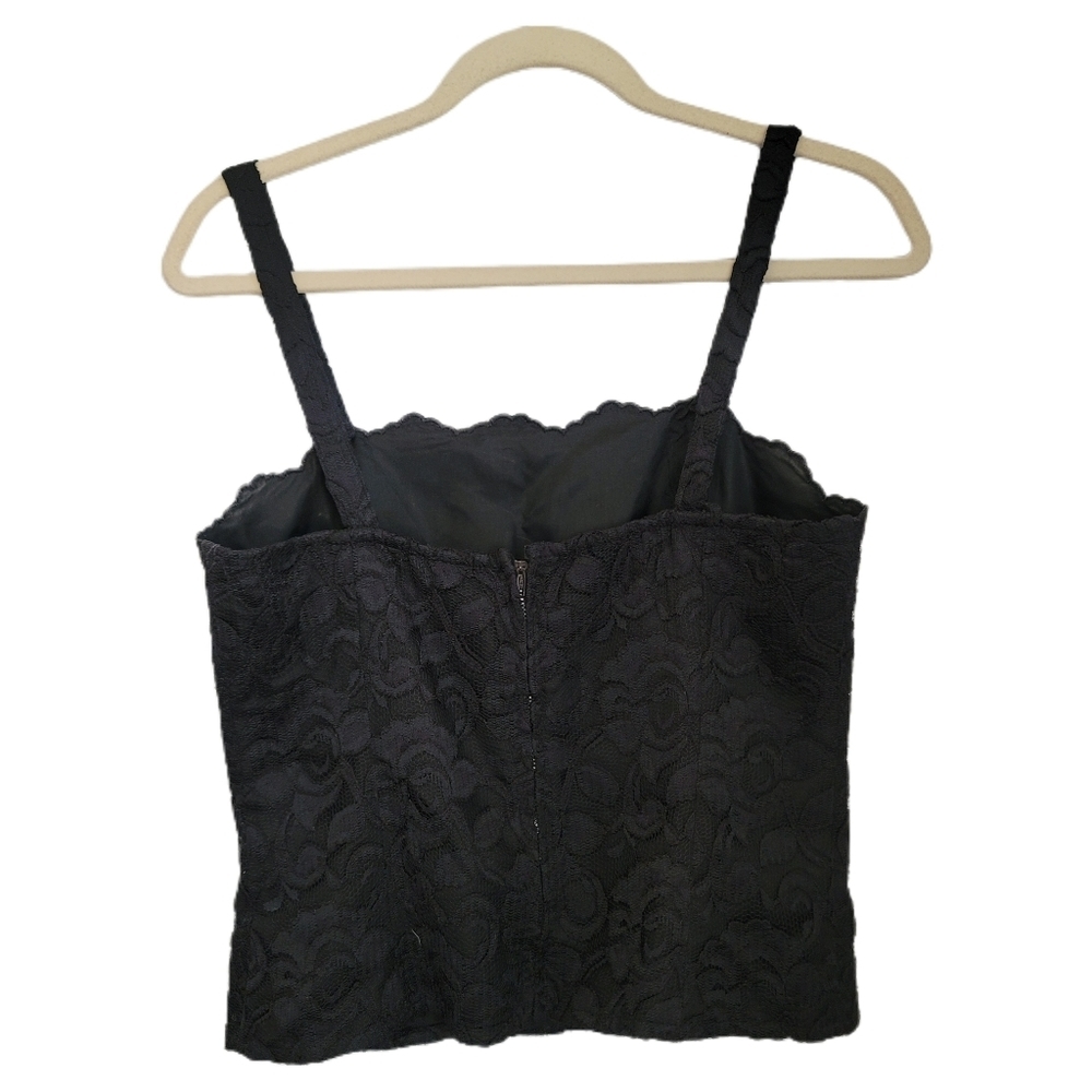 Vintage Nolan Miller Top Size 8 Black Floral Lace Sleeveless Crop - Picture 4 of 8